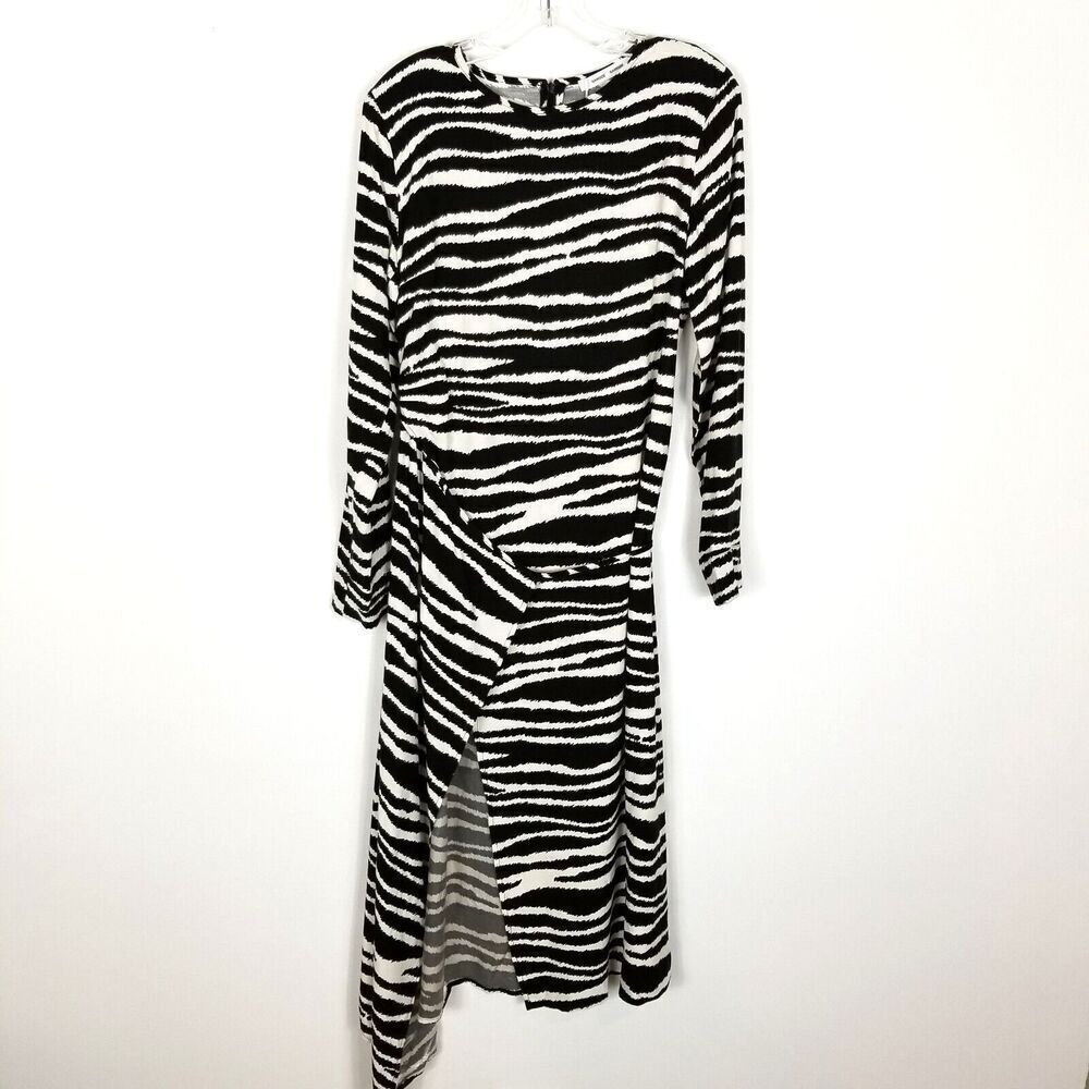 Samsøe Samsøe Women Agneta Wrap Dress Size S Zebra Long Sleeve